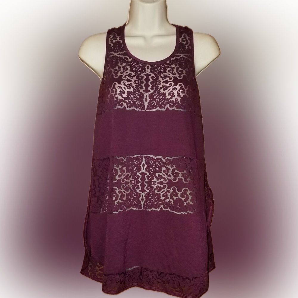 Mossimo High Low Long Burgundy Tank Top